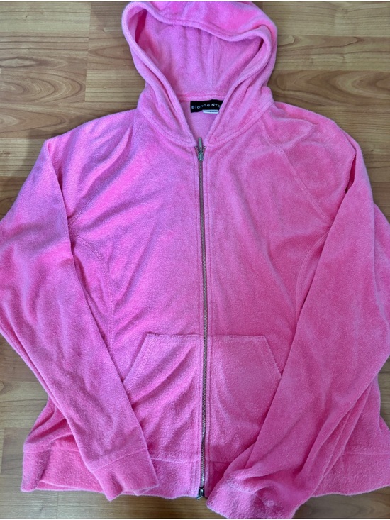 Bianca Nygard Tops - Y2K Pink Terry Cloth Zip-Up Hooded Track Jacket
